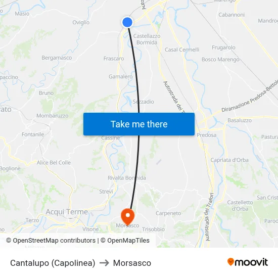 Cantalupo (Terminal) to Morsasco map