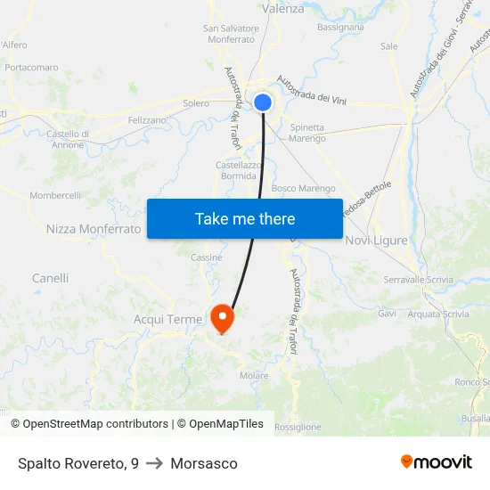 9 Spalto Rovereto to Morsasco map