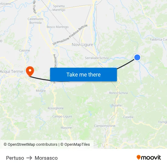 Pertuso to Morsasco map