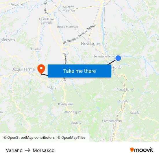 Variano to Morsasco map