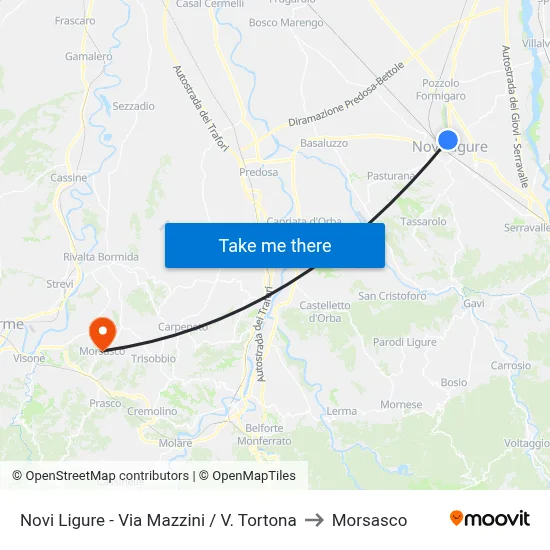 Novi Ligure - Mazzini St / Tortona St to Morsasco map