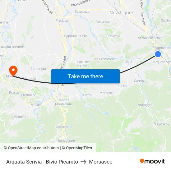 Arquata Scrivia - Picareto Junction to Morsasco map
