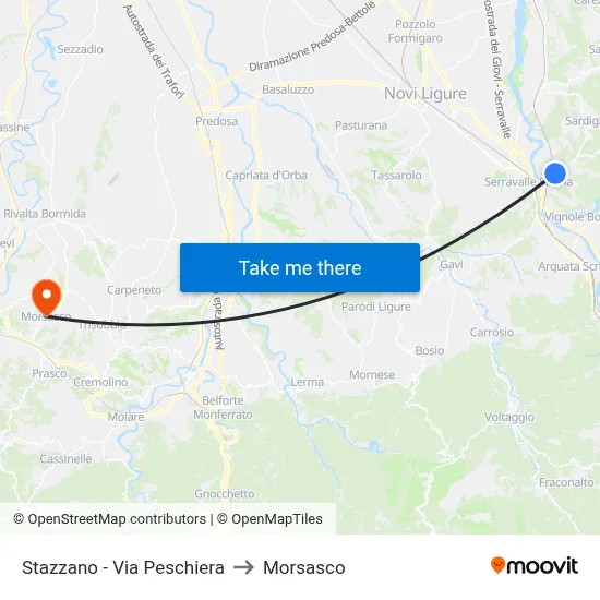 Stazzano - Via Peschiera to Morsasco map