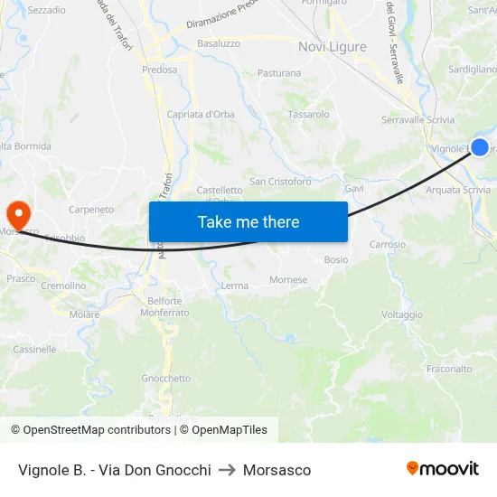 Vignole Borbera - Don Gnocchi Street to Morsasco map
