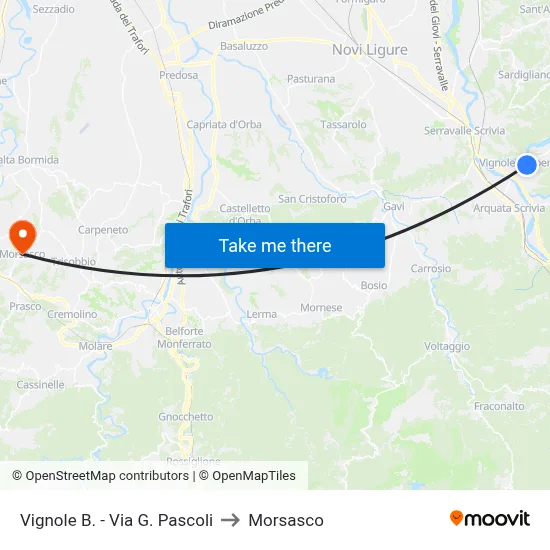 Vignole B. - G. Pascoli Street to Morsasco map