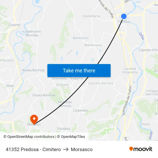 41352 Predosa - Cemetery to Morsasco map