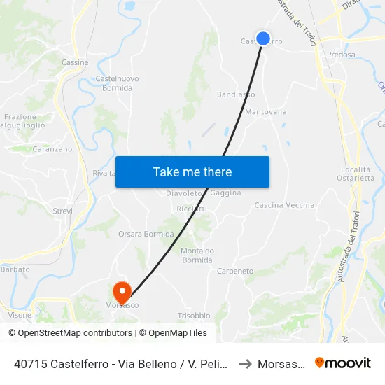 40715 Castelferro - Belleno Street / Pelizza Street to Morsasco map