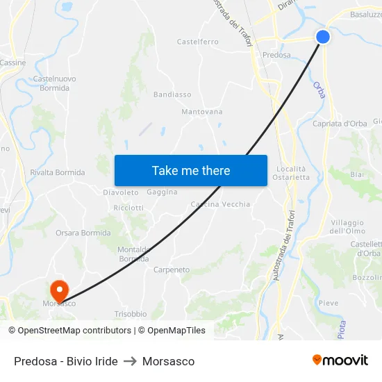 Predosa - Iride Junction to Morsasco map