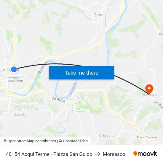 40154 Acqui Terme - San Guido Square to Morsasco map