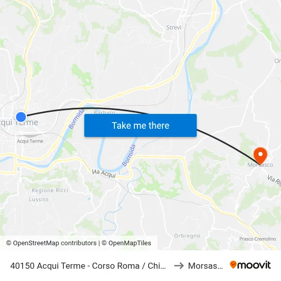 40150 Acqui Terme - Corso Roma / Church to Morsasco map