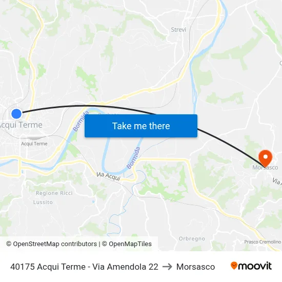 40175 Acqui Terme - 22 Amendola Street to Morsasco map