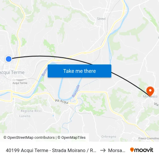40199 Acqui Terme - Moirano Road / Roundabout to Morsasco map
