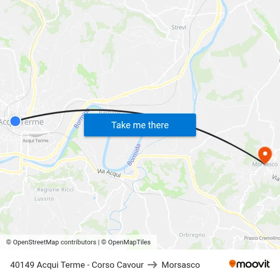40149 Acqui Terme - Cavour Avenue to Morsasco map