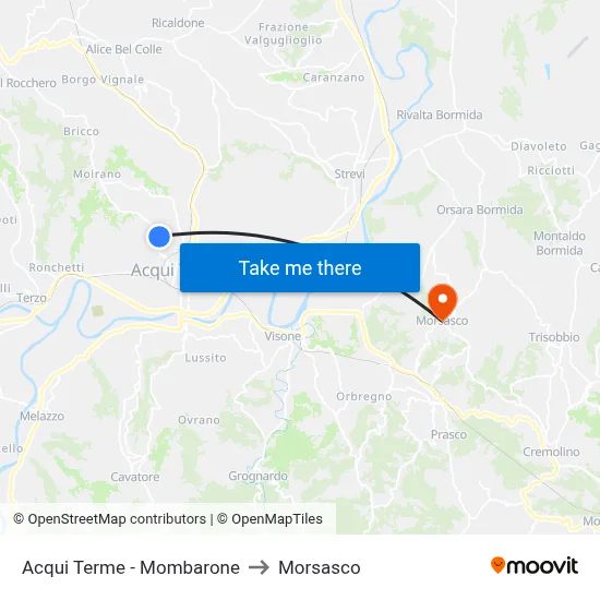 Acqui Terme - Mombarone to Morsasco map