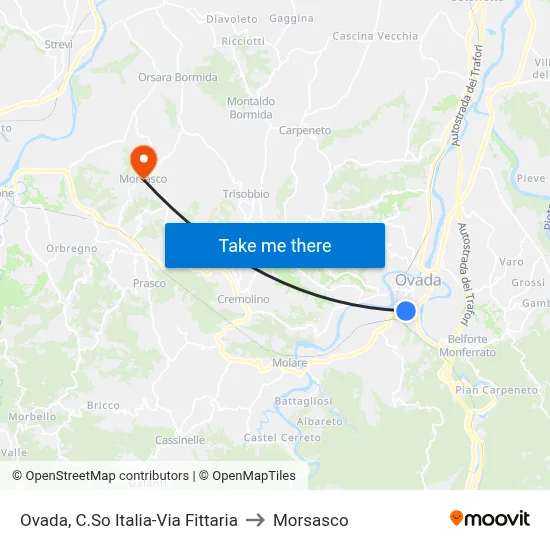 Ovada, Italia Course-Fittaria Street to Morsasco map