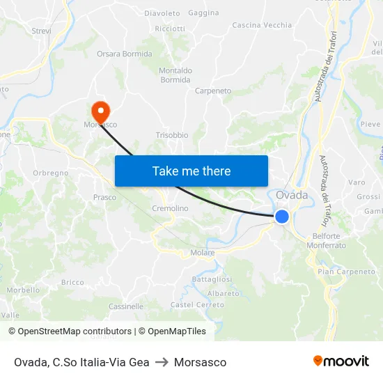 Ovada, Italia Avenue-Via Gea to Morsasco map