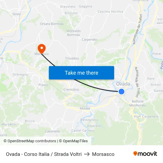 Ovada - Italia Course / Voltri Road to Morsasco map