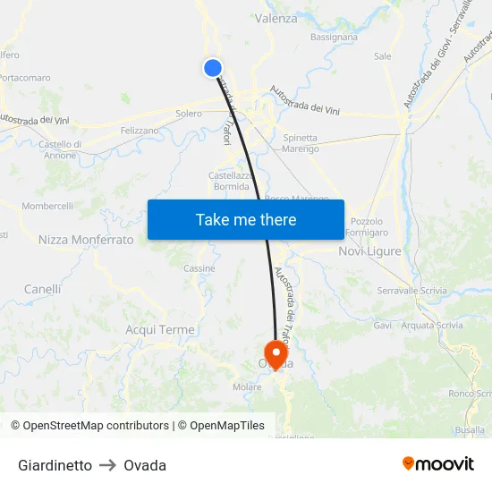 Giardinetto to Ovada map