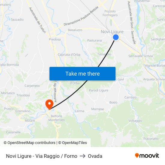 Novi Ligure - Via Raggio / Forno to Ovada map