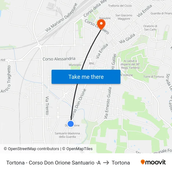 Tortona - Corso Don Orione Santuario -A to Tortona map