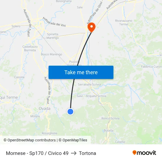Mornese - Sp170 / Number 49 to Tortona map
