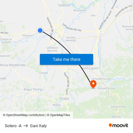 Solero -A to Gavi Italy map