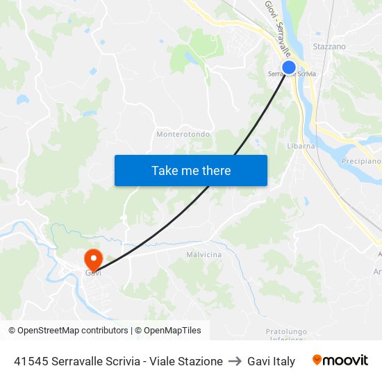 41545 Serravalle Scrivia - Viale Stazione to Gavi Italy map