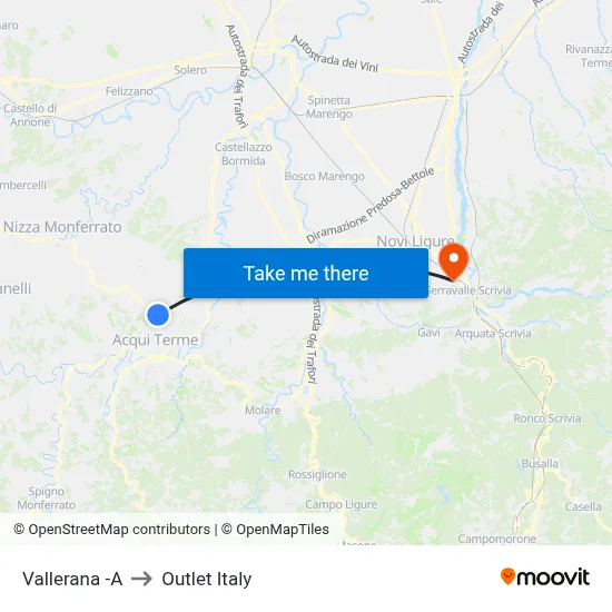 Vallerana -A to Outlet Italy map