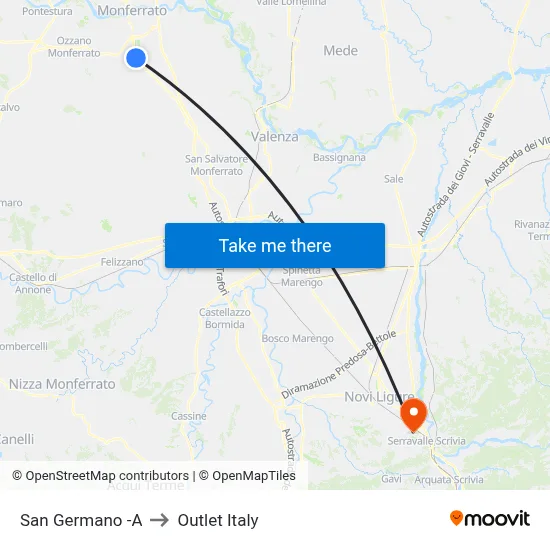 San Germano -A to Outlet Italy map