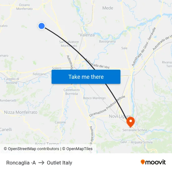 Roncaglia -A to Outlet Italy map