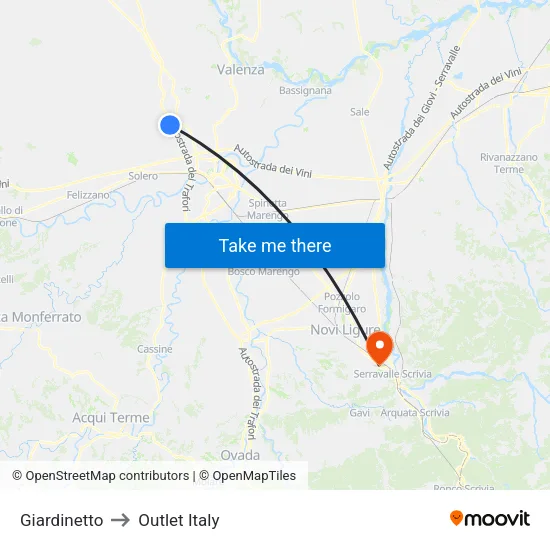 Giardinetto to Outlet Italy map
