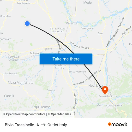 Frassinello Junction -A to Outlet Italy map