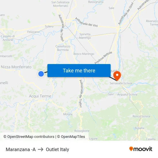 Maranzana -A to Outlet Italy map