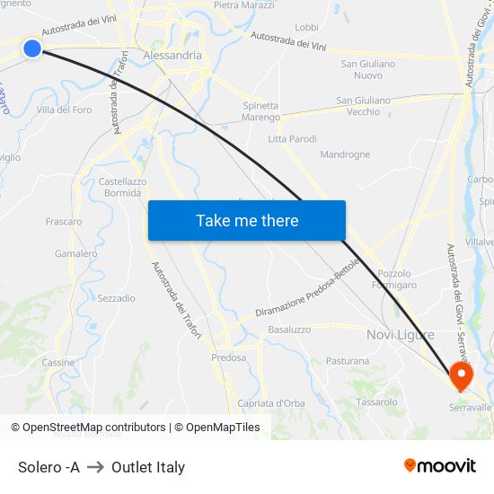 Solero -A to Outlet Italy map