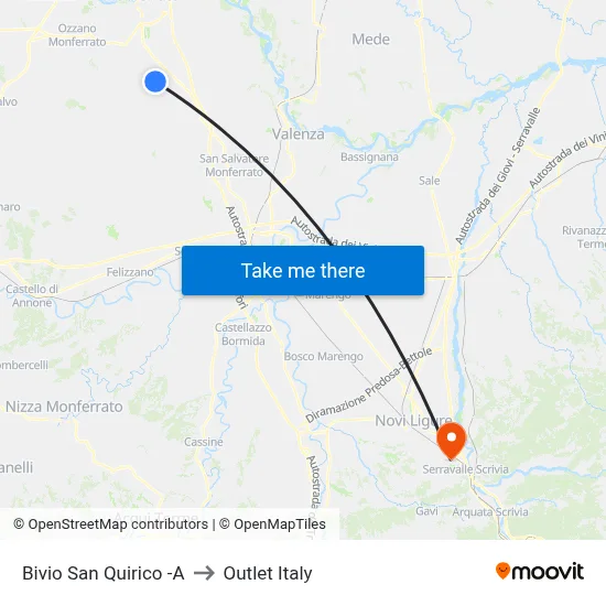 San Quirico Junction -A to Outlet Italy map
