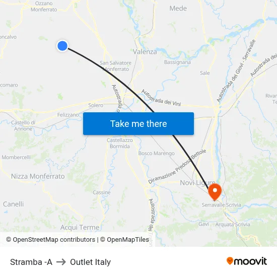 Stramba to Outlet Italy map
