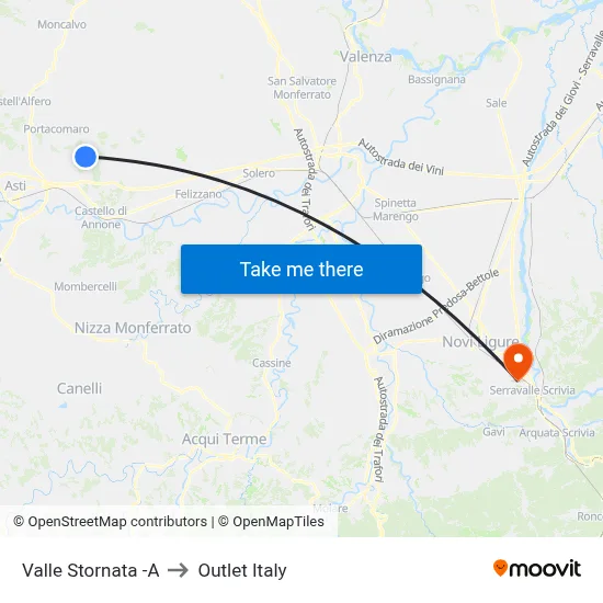 Valle Stornata -A to Outlet Italy map