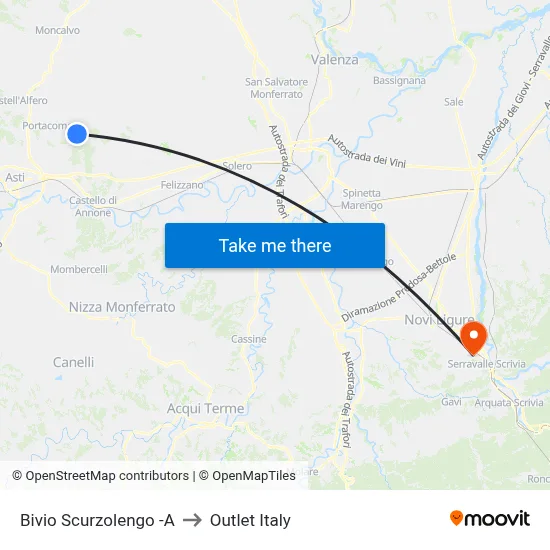 Scurzolengo Junction -A to Outlet Italy map