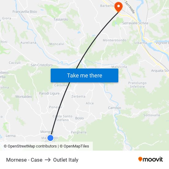 Mornese - Case to Outlet Italy map