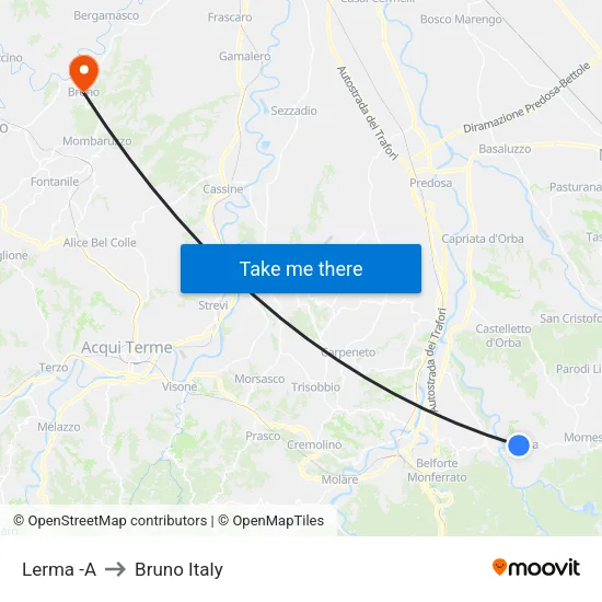Lerma -A to Bruno Italy map