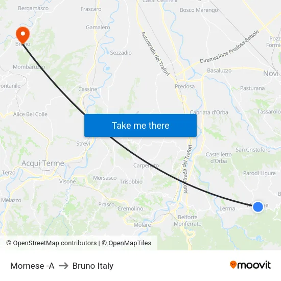 Mornese -A to Bruno Italy map