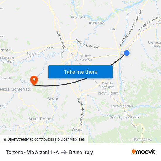 Tortona - Via Arzani 1 -A to Bruno Italy map