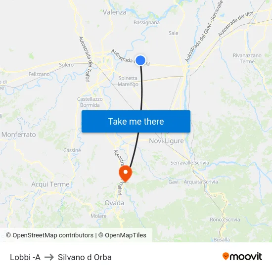 Lobbi Semaforo to Silvano d'Orba map