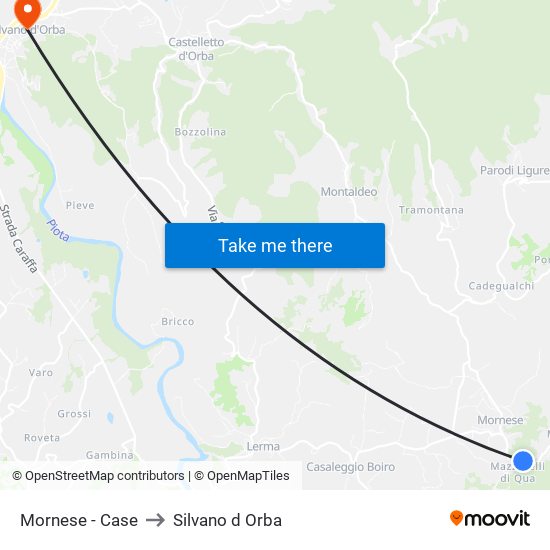 Mornese - Case to Silvano d Orba map