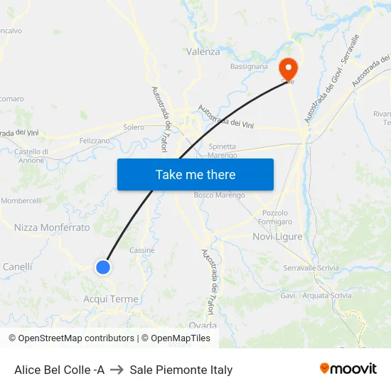 Alice Bel Colle -A to Sale Piemonte Italy map