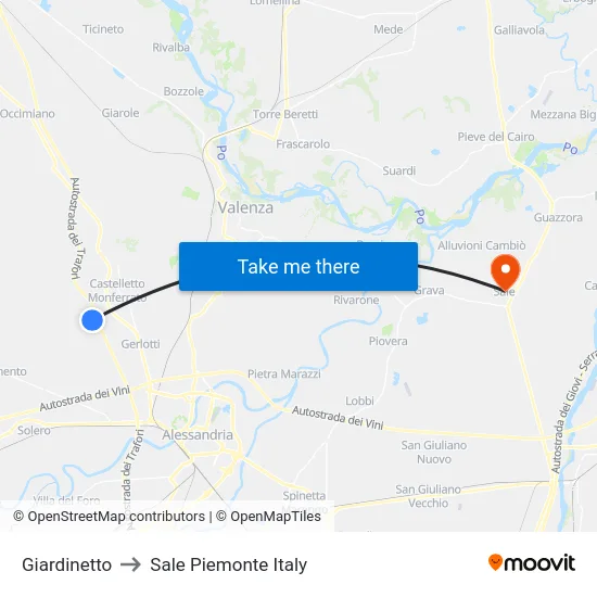 Giardinetto to Sale Piemonte Italy map