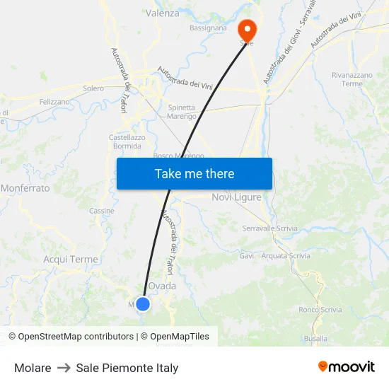 Molare to Sale Piemonte Italy map