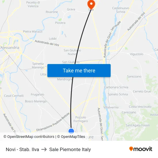 Novi - Stab. Ilva to Sale Piemonte Italy map