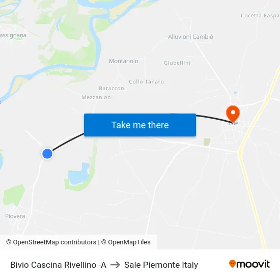 Bivio Cascina Rivellino -A to Sale Piemonte Italy map