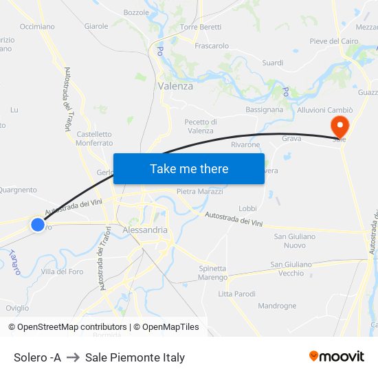 Solero -A to Sale Piemonte Italy map